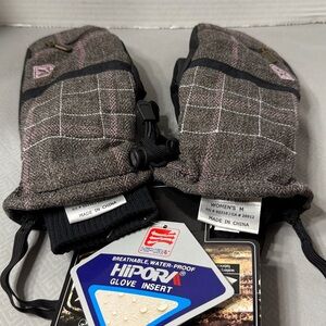 Sessions Waterproof Snow Mittens Sz M Riley Window Plaid Breathable Winter New